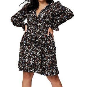 Long sleeve Black/Floral Dress - Size 24